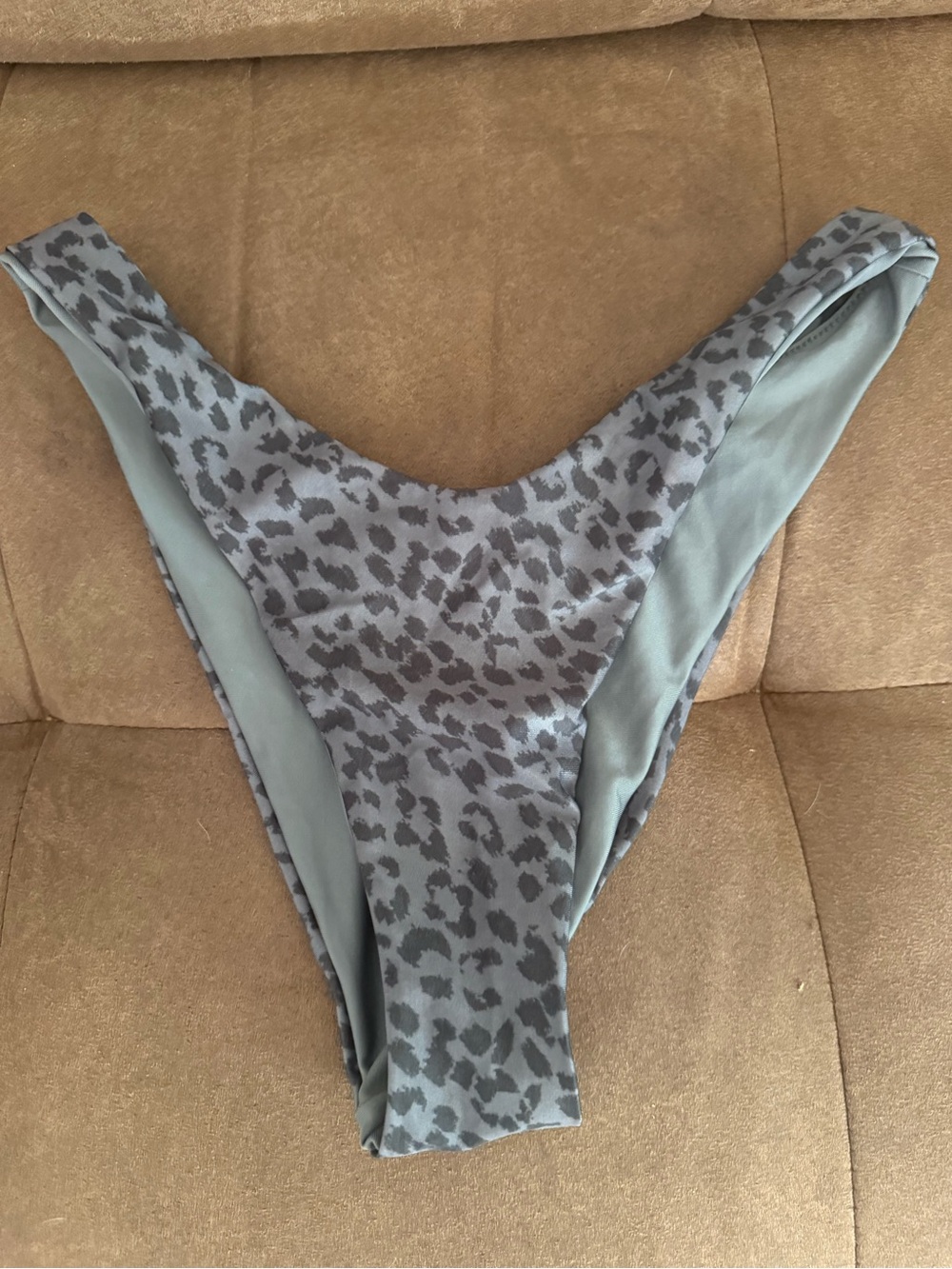 aerie Gray Leopard Print Bikini Bottoms